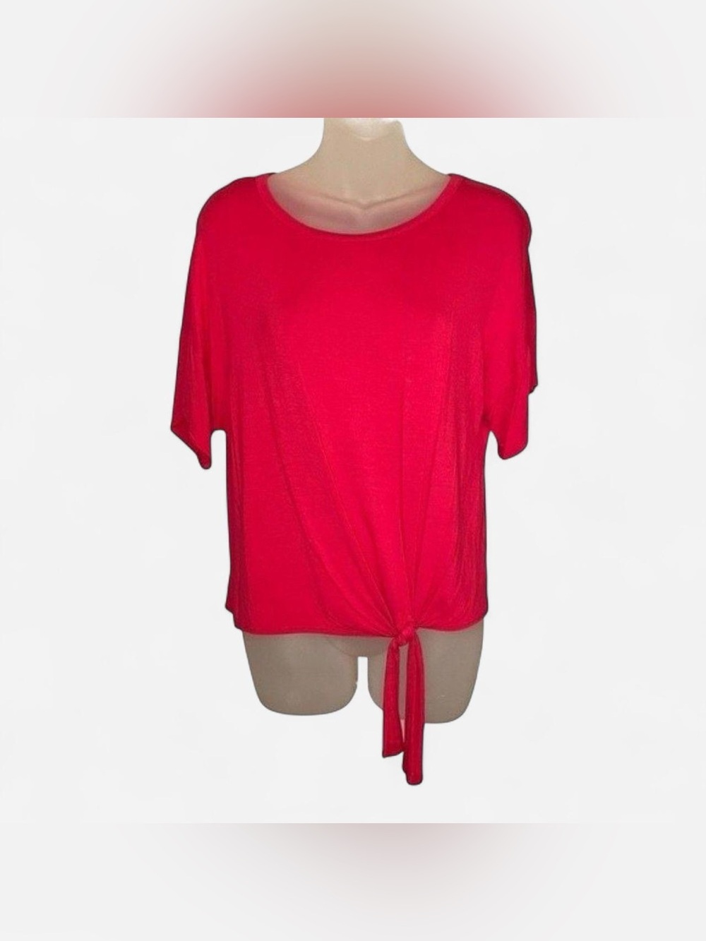 Kim & Cami Red Pink Tie Front Dolman Sleeve Top Size Medium